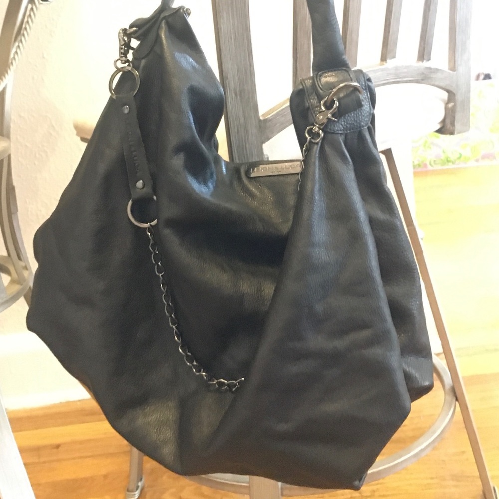 Leigh & Luca Black Leather Tote